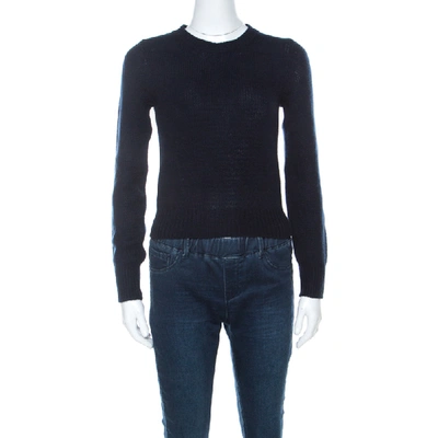 Pre-owned Prada Navy Blue Wool & Cashmere Knit Jumper S