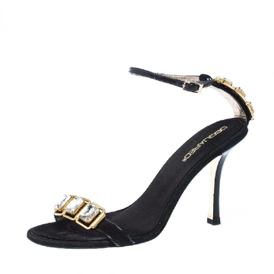 Pre-owned Dsquared2 Dsquared 2 Black Suede And Leather Embellished Ankle Strap Sandals Size 38