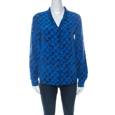 Pre-owned Diane Von Furstenberg Blue Printed Shirt S