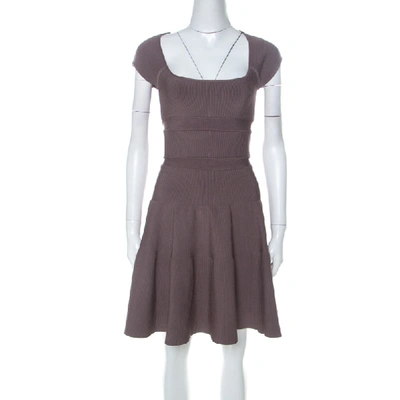 Pre-owned Issa Mocha Brown Ribbed Cap Sleeve Short Dress S