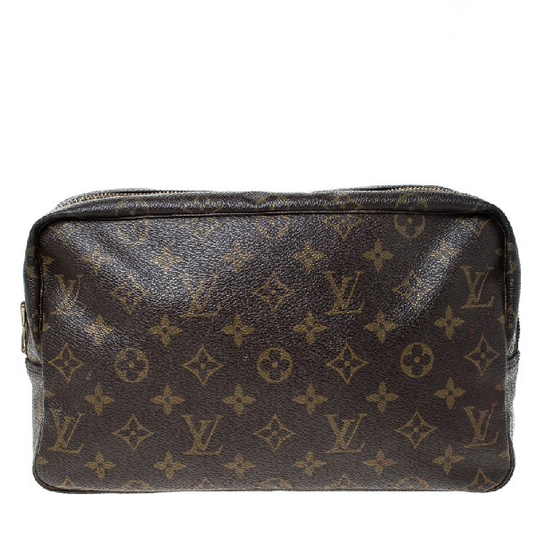 Pre-Owned Louis Vuitton Monogram Canvas Vintage Trousse Toilette 28 Cosmetic Bag In Brown | ModeSens
