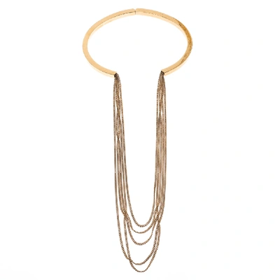 Pre-owned Chloé Layered Chain Gold Tone Hinged Statement Necklace