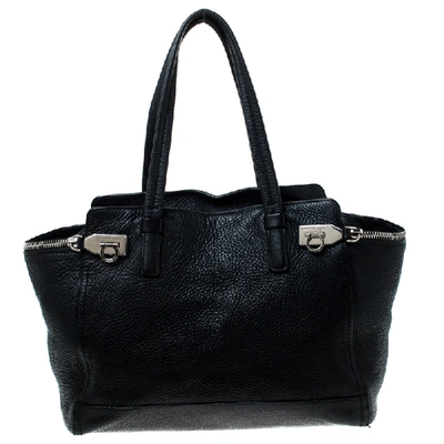 Pre-owned Ferragamo Black Leather Large Verve Tote