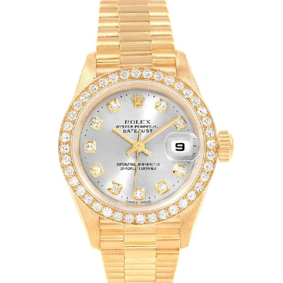 Pre-owned Rolex Silver 18k Yellow Gold Diamond President 69138 Women's Wristwatch 26mm