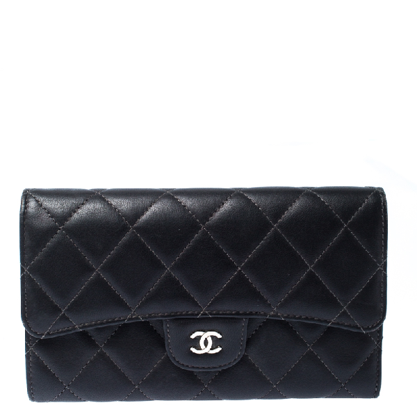 Pre-Owned Chanel Black Quilted Leather Classic L Flap Wallet | ModeSens