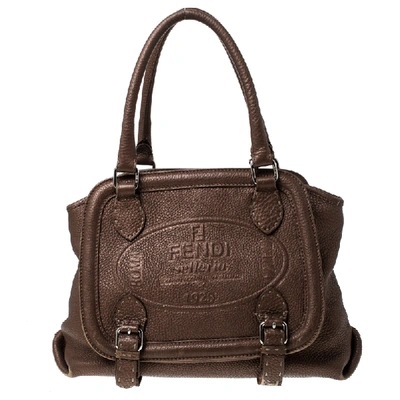 Pre-owned Fendi Bronze Selleria Leather Romano Equestrian Satchel In Brown