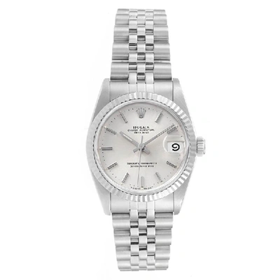 Pre-owned Rolex Silver 18k White Gold And Stainless Steel Datejust 68274 Women's Wristwatch 31 Mm