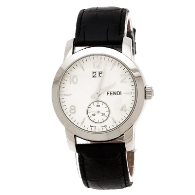 Pre-owned Fendi White Stainless Steel Orologi 2100g Men's Wristwatch 36 Mm In Black