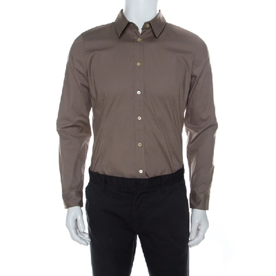 Pre-owned Burberry Cappuccino Brown Cotton Nova Check Detail Shirt Xl