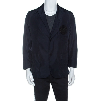 Pre-owned Versace Collection Navy Blue Medusa Badge Detail Casual Jacket L