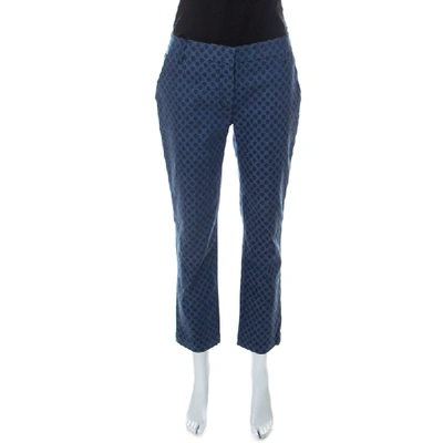 Pre-owned Dolce & Gabbana Indigo Polka Dot Denim Capri Jeans M In Blue