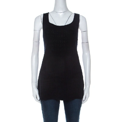 Pre-owned Escada Black Perforated Knit Wool Tank Top L
