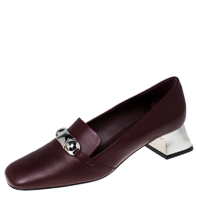Pre-owned Burberry Maroon Leather Amika Embellished Pumps Size 40 In Burgundy
