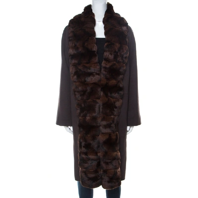 Pre-owned Fendi Brown Baby Alpaca Wool Fur Detail Coat S