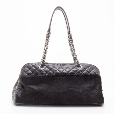 Pre-owned Chanel Black Leather And Fur Satchel