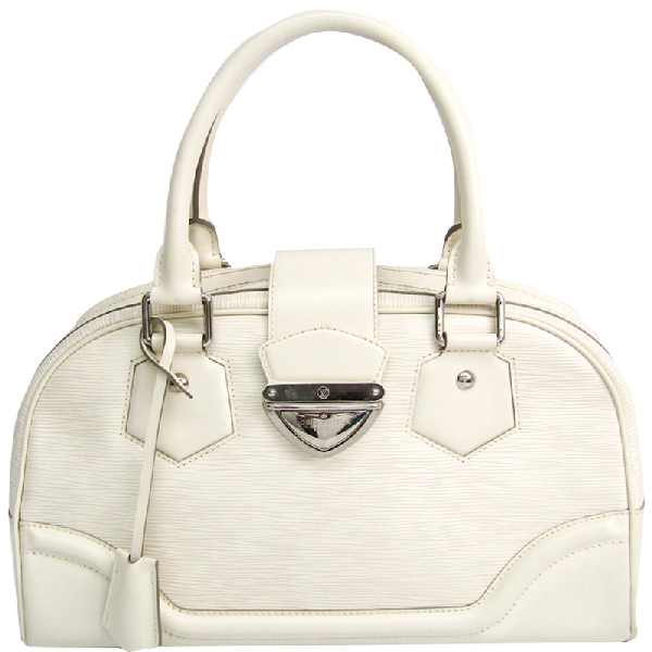 Pre-Owned Louis Vuitton White Epi Leather Bowling Montaigne Gm Bag | ModeSens