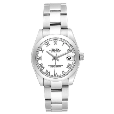 Pre-owned Rolex White Stainless Steel Oyster Perpetual Datejust 178240 Women's Wristwatch 31 Mm