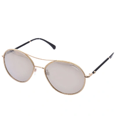 Pre-owned Chanel Dark Brown 4228-q Gold Sunglasses