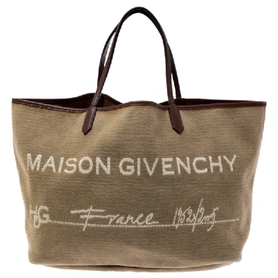 Pre-owned Givenchy Beige Fabric Antigona Maison Hdg Shopper Tote