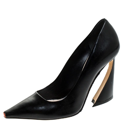 Pre-owned Dior Black Leather Square Toe Pumps Size 39.5