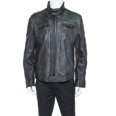 Pre-owned Fendi Dark Green Leather Jacket Xxl