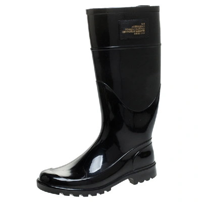 Pre-owned Dolce & Gabbana Dolce And Gabbana Black Pvc Knee High Rain Boots Size 37
