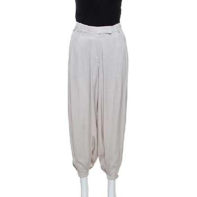 Pre-owned Alexander Mcqueen Cream Sheen Silk Balloon Pants S