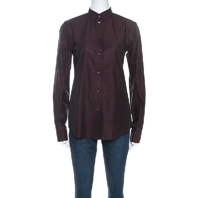Pre-owned Dolce & Gabbana Plum Cotton Two Toned Button Front Shirt S In Purple