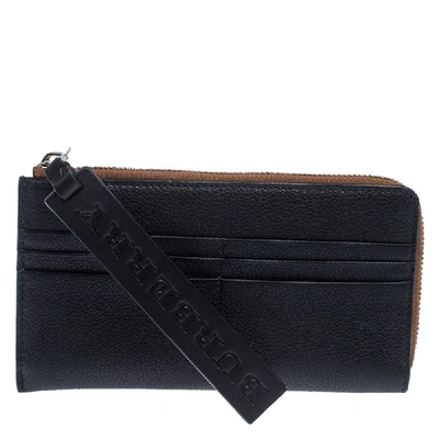 Pre-owned Burberry Black Leather Zip Around Wallet