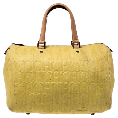 Pre-owned Carolina Herrera Yellow Leather Large Andy Boston Bag