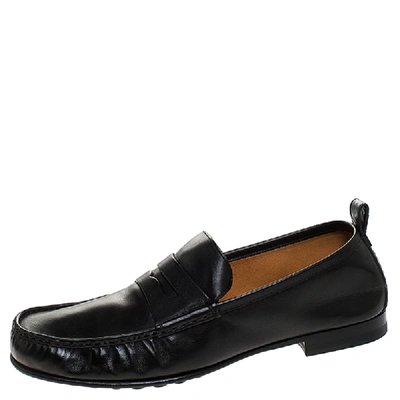 Pre-owned Gucci Black Leather Beyond Penny Loafers Size 40