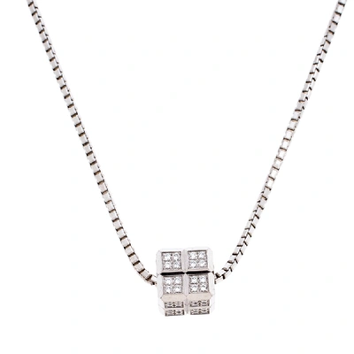 Pre-owned Chopard Diamond 18k White Gold Ice Cube Pendant Necklace In Silver