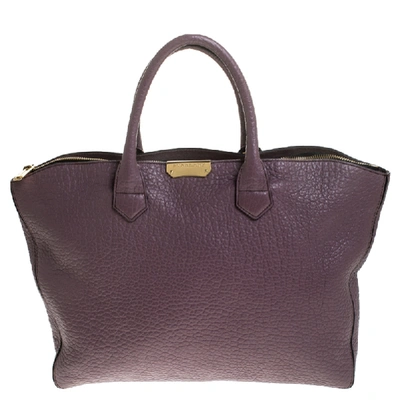 Pre-owned Burberry Lilac Leather Medium Dewsbury Tote In Purple