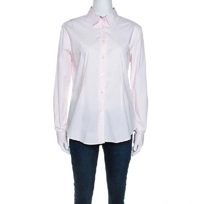 Pre-owned Burberry Light Pink Stretch Cotton Button Front Shirt L