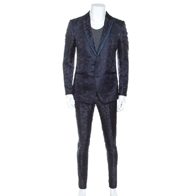 Pre-owned Dolce & Gabbana Midnight Blue Jacquard Suit M
