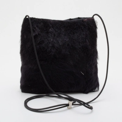 Pre-owned Prada Fur Cross Body Messenger Bag In Black