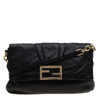 Pre-owned Fendi Black Leather Mia Crossbody Bag