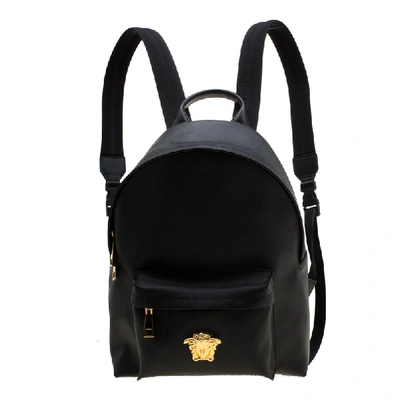 Pre-owned Versace Black Pvc Medusa Backpack