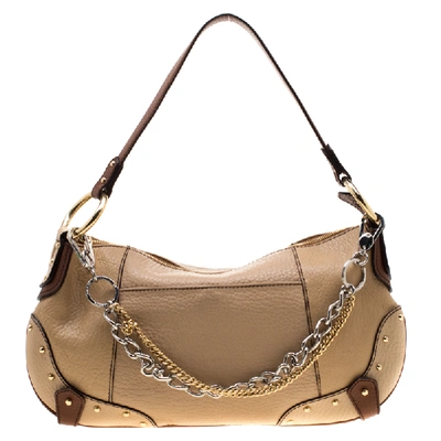 Pre-owned Dolce & Gabbana Beige/brown Leather Chain Shoulder Bag