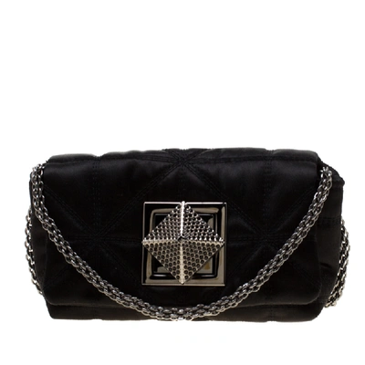 Pre-owned Sonia Rykiel Black Quilted Satin Le Copain Chain Crossbody Bag