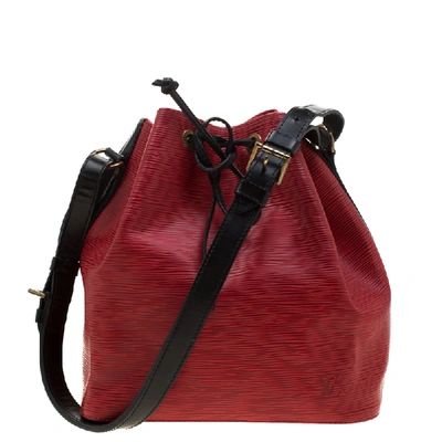 Pre-owned Louis Vuitton Red/black Epi Leather Petit Noe Shoulder Bag