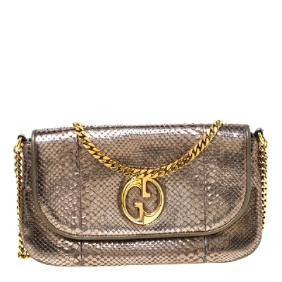 Pre-owned Gucci Metallic Python Leather 1973 Chain Shoulder Bag