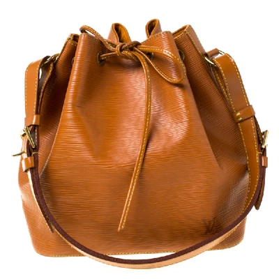Pre-owned Louis Vuitton Cipango Gold Epi Leather Petit Noe Shoulder Bag In Tan