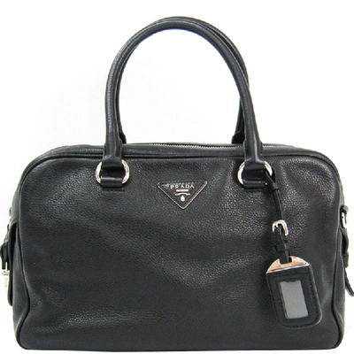 Pre-owned Prada Black Leather Boston Bag