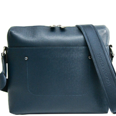Pre-owned Louis Vuitton Ocean Blue Taiga Leather Grigori Messenger Pm Bag