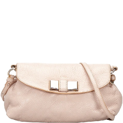 Pre-owned Chloé Light Pink Leather Lily Bow Crossbody Bag