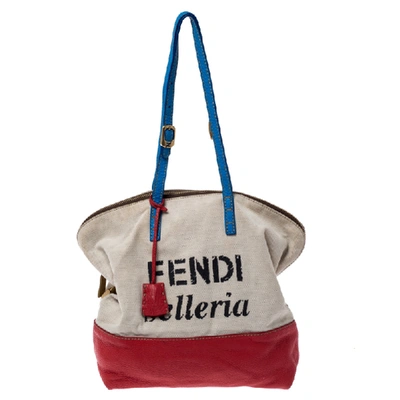 Pre-owned Fendi Multicolor Canvas And Leather 2bag Colourblock Shoulder Bag