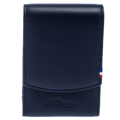 Pre-owned St Dupont Navy Blue Leather Cigarette Pack Case