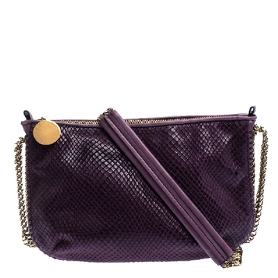 Pre-owned Stella Mccartney Purple Faux Python Leather Chain Shoulder Bag