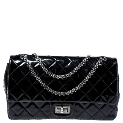 Pre-owned Chanel Black Quilted Patent Leather Reissue 2.55 Classic 227 Flap Bag